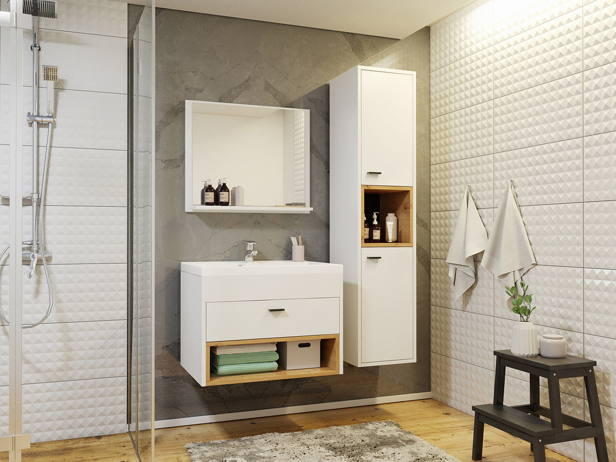 Kopalniški komplet Velum I (Bela + Artisan hrast)