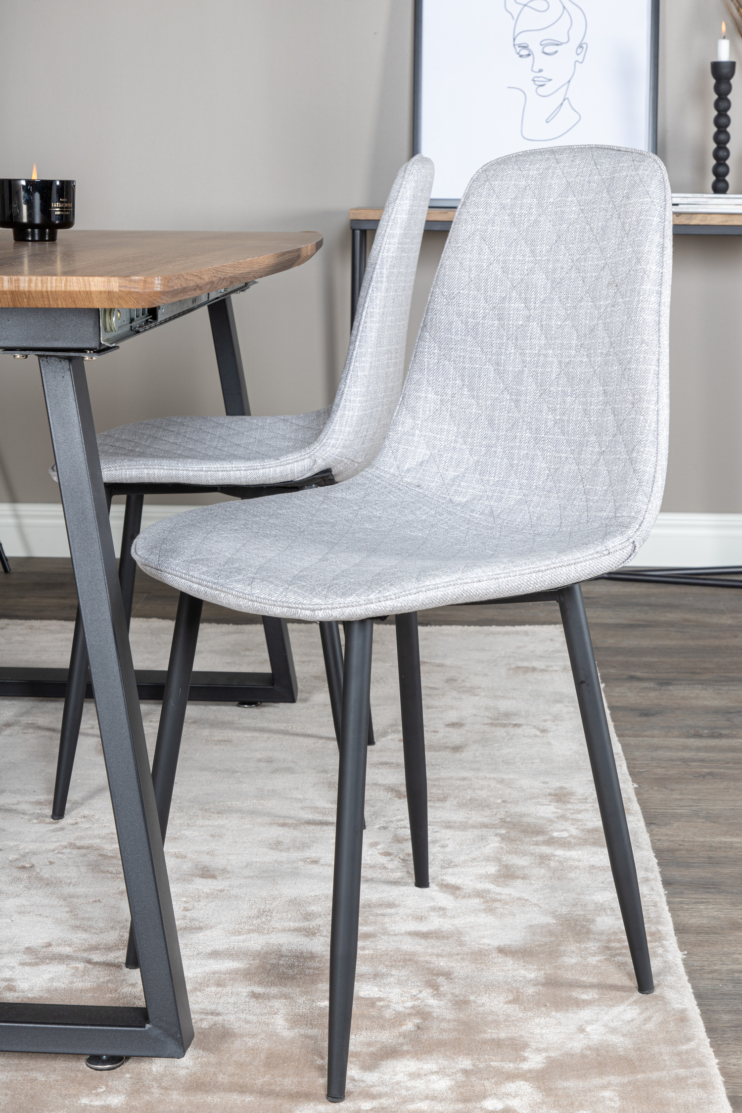 Jedilniški komplet Dallas 336 (Svetlo siva + Črna)