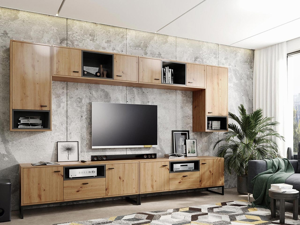 Dnevni prostor Baltesi 113 (Artisan hrast + Črna)