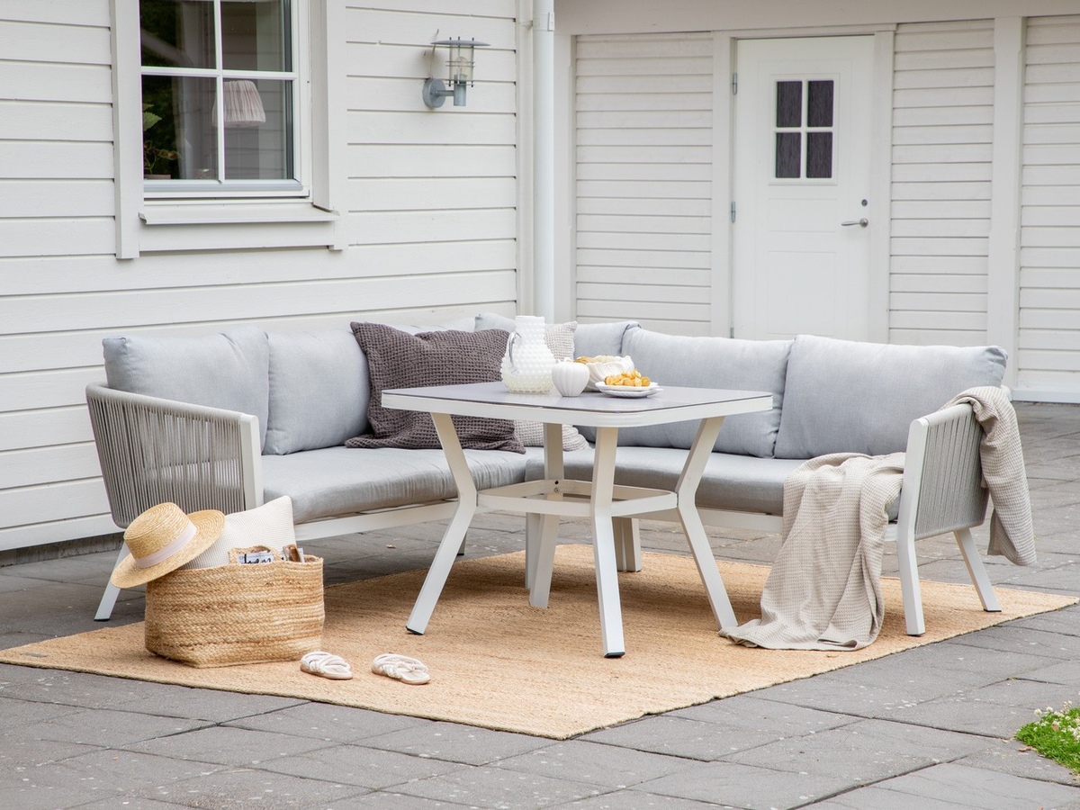 Komplet vrtnega pohištva Dallas 1069 (Bela + Siva)