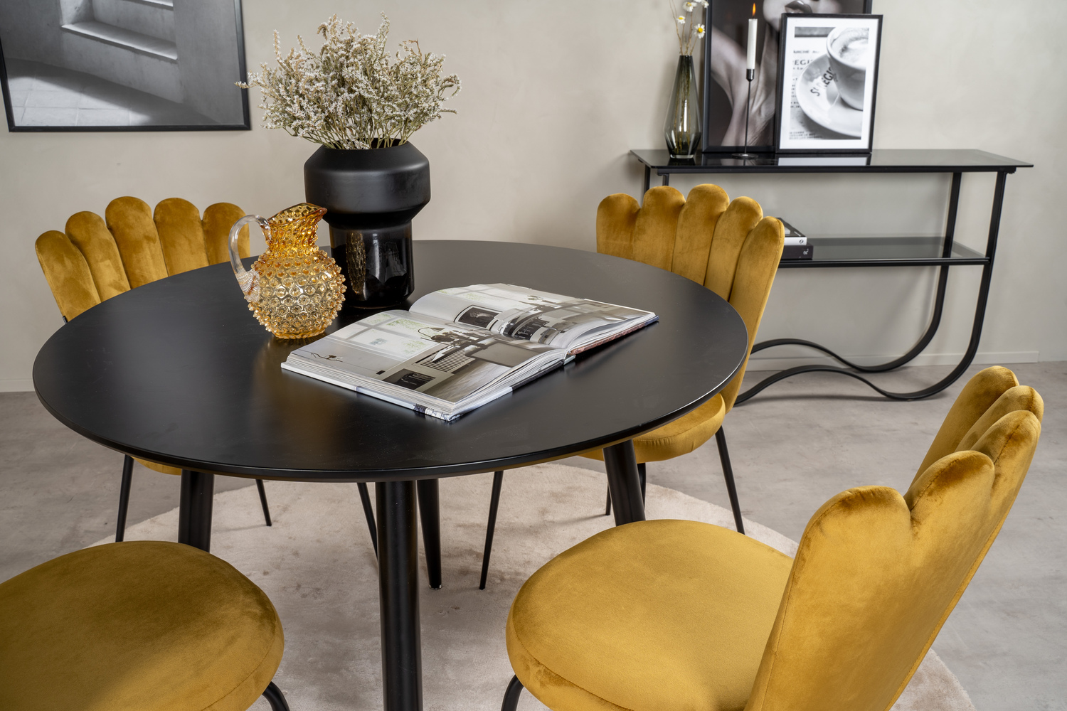 Jedilniški komplet Dallas 1264 (Rumena + Črna)