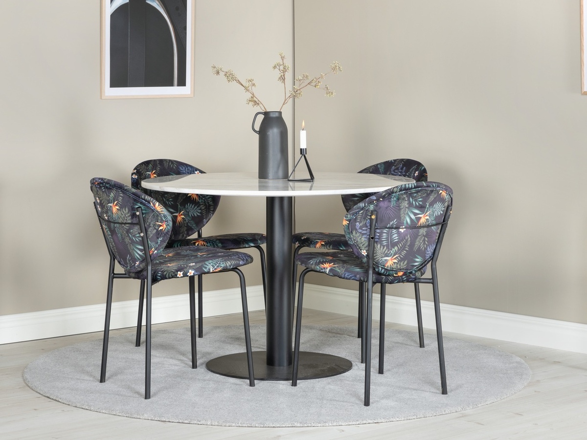 Jedilniški komplet Dallas 1298 (Cvetlični vzorec + Črna)