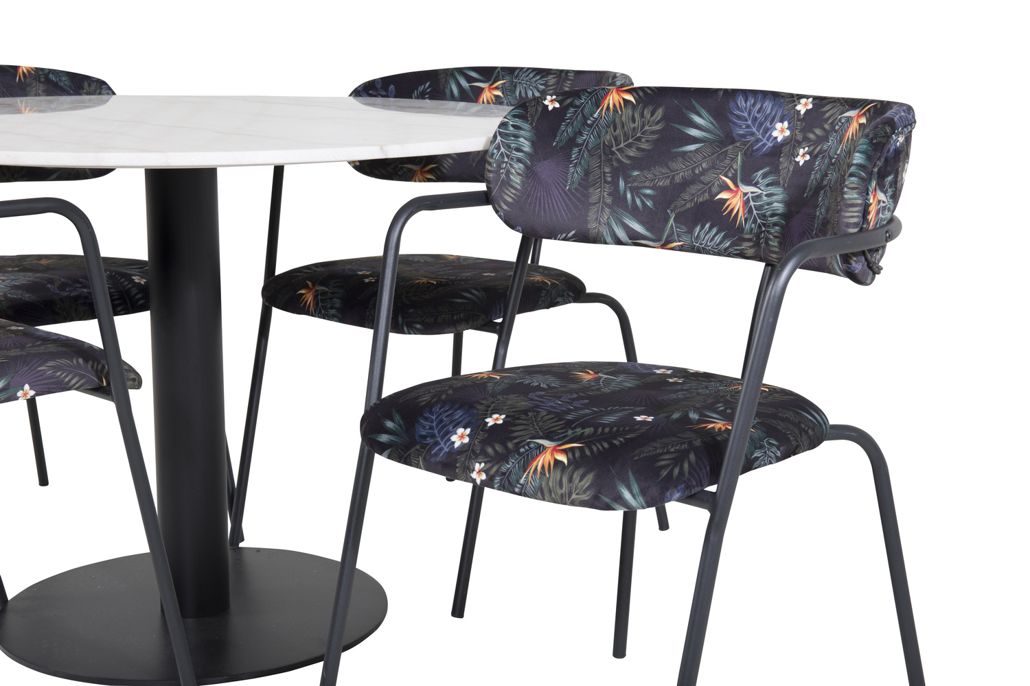 Jedilniški komplet Dallas 1299 (Cvetlični vzorec + Črna)