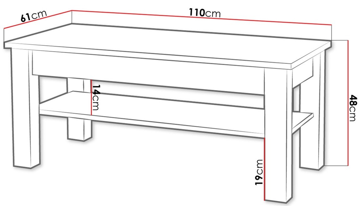 Klubska mizica Melfeli 116 (Sonoma hrast)