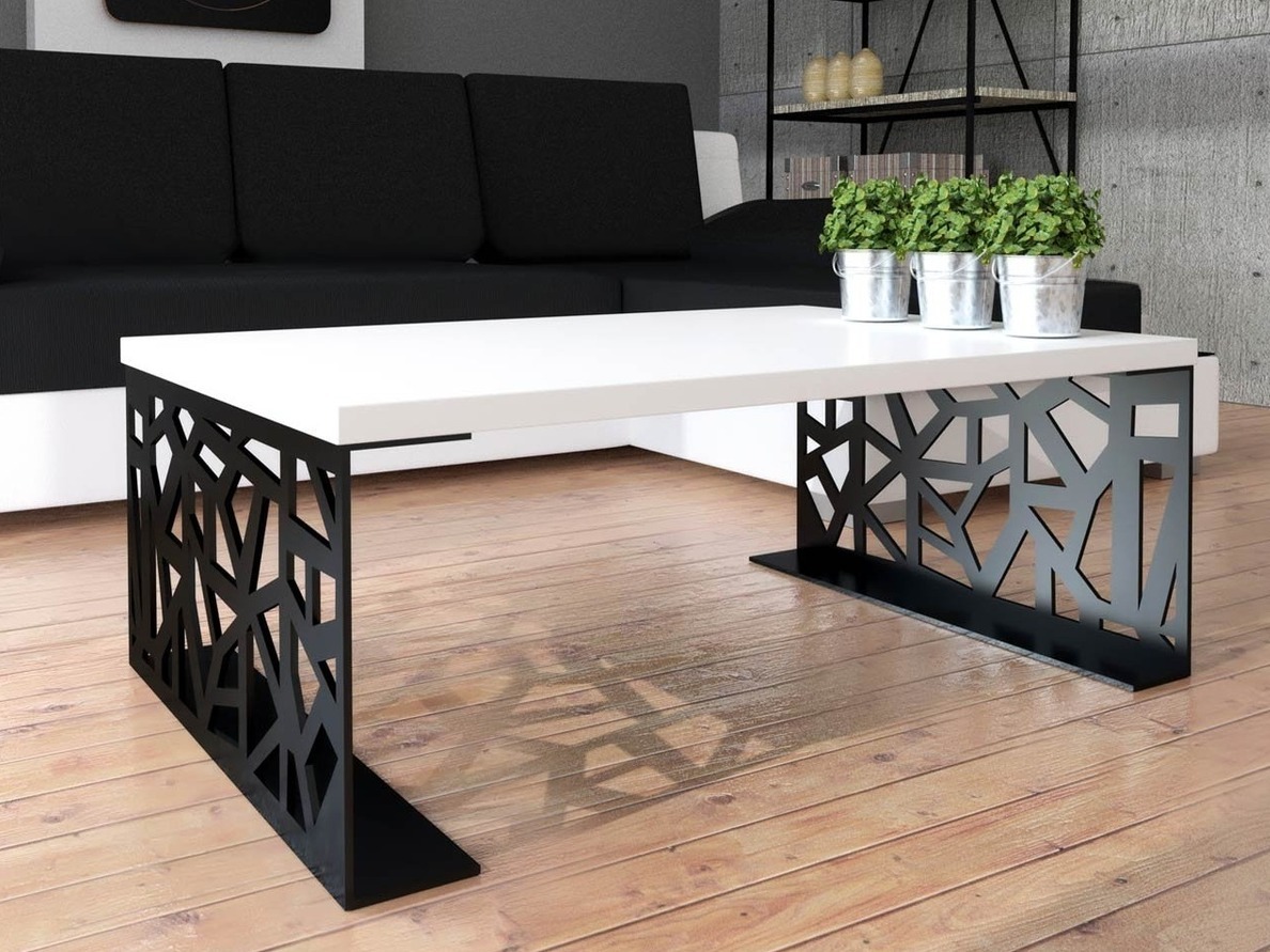 Klubska mizica Germantown 101 (Mat črna + Sijaj bela)