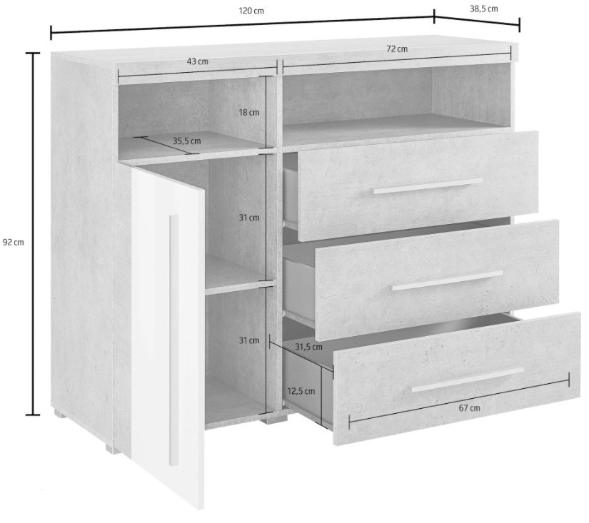 Komoda Sorciro 102 (Oreh + Temen hrast)