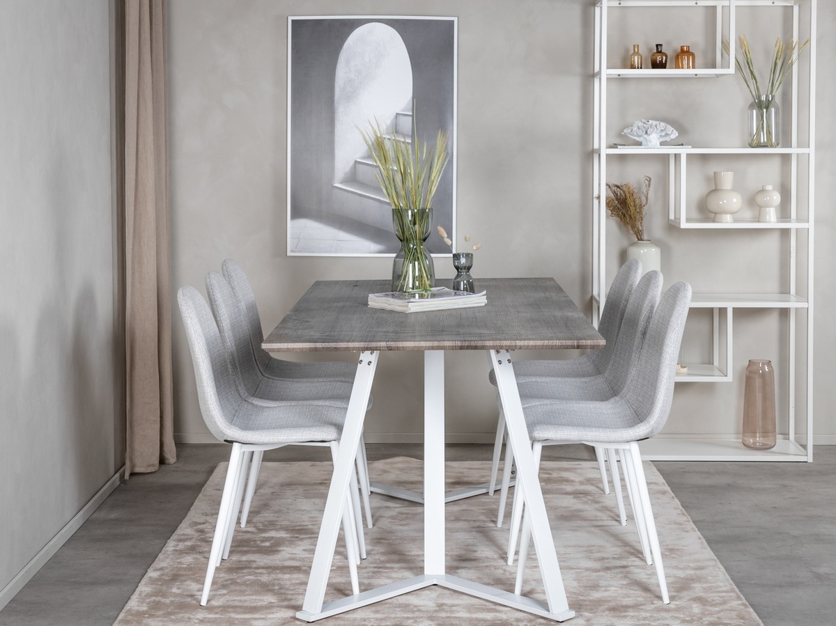 Jedilniški komplet Dallas 1804 (Svetlo siva + Bela)