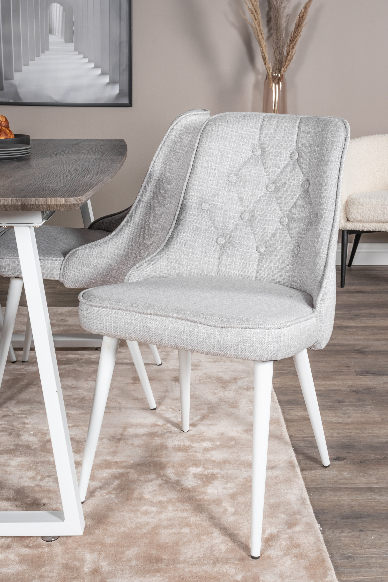 Jedilniški komplet Dallas 1805 (Bela + Svetlo siva)