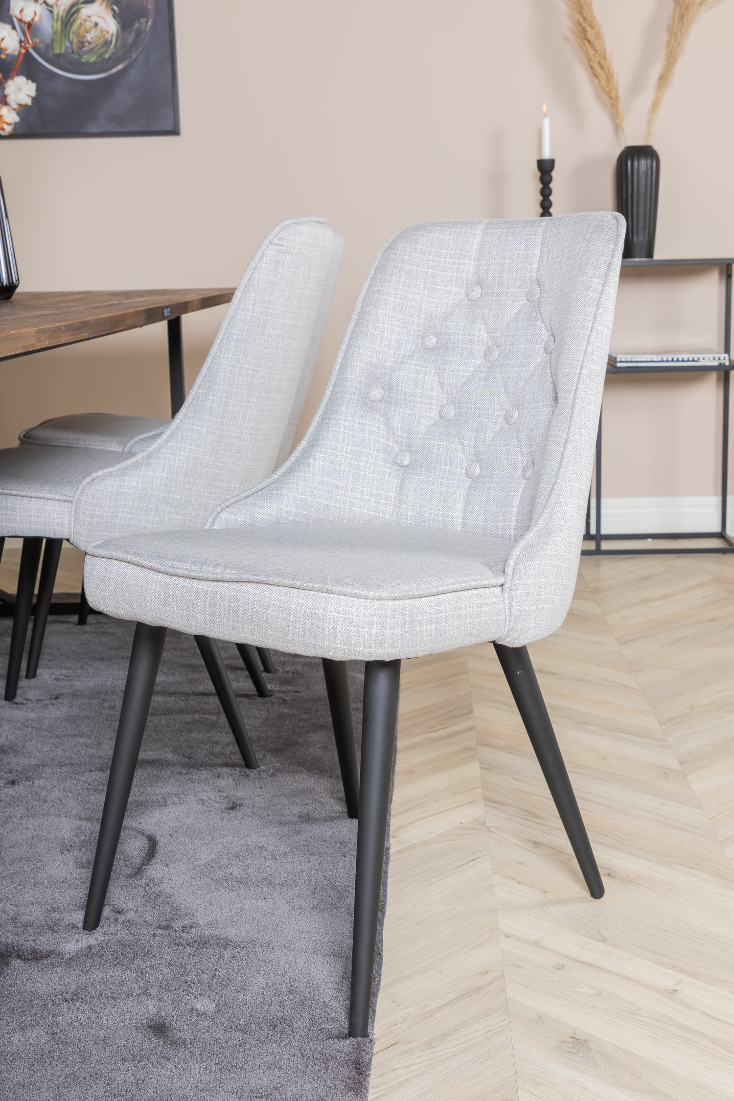 Jedilniški komplet Dallas 1865 (Črna + Svetlo siva)