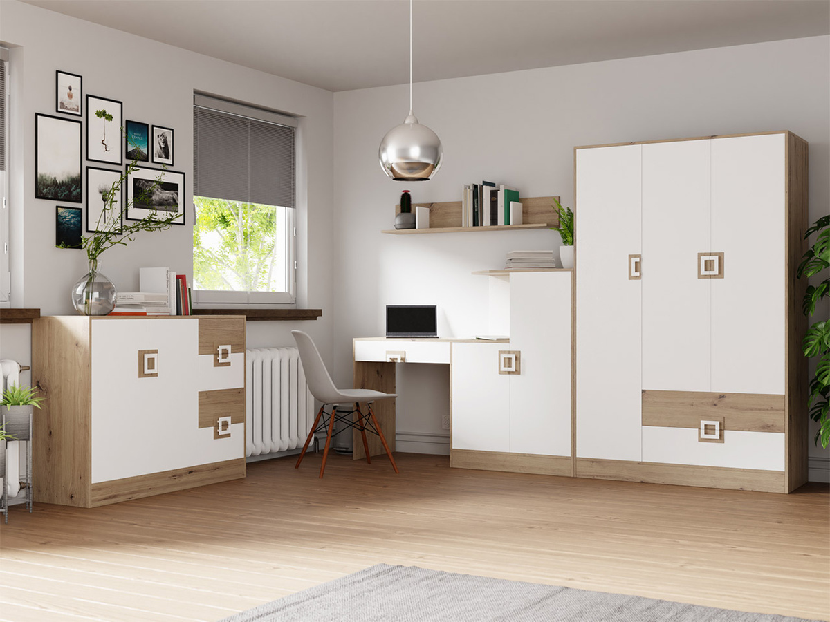 Komoda Tolfere 100 (Lahki hrast + Bela)