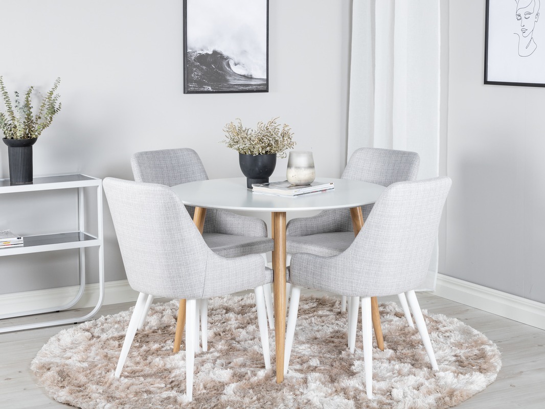 Jedilniški komplet Dallas 299 (Svetlo siva + Bela)