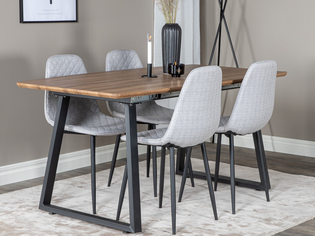 Jedilniški komplet Dallas 336 (Svetlo siva + Črna)