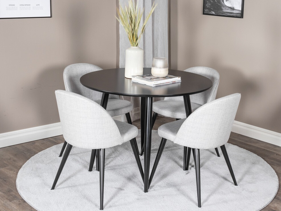 Jedilniški komplet Dallas 343 (Svetlo siva + Črna)