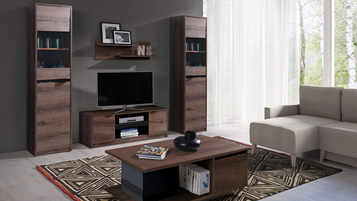 Klubska mizica Fivelbo 103 (Monastery hrast + Sijaj črna)