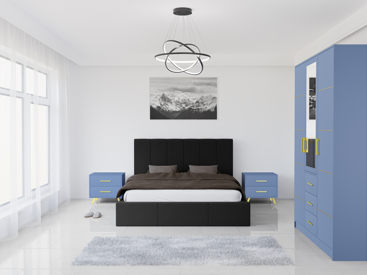 Komplet pohištva za spalnico Dortivu 154 (Modra + Inari 96)