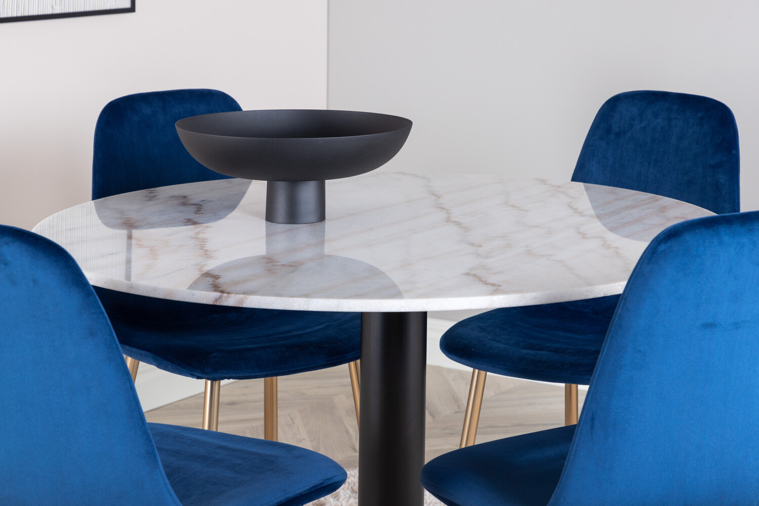 Jedilniški komplet Dallas 2628 (Beli marmor + Črna)