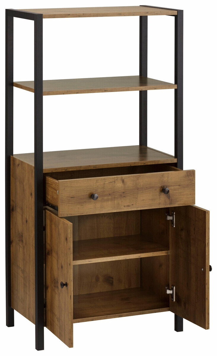 Kopalniški komplet Larnovo 117 (Temen hrast + Črna)