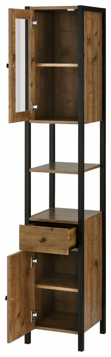 Kopalniški komplet Larnovo 117 (Temen hrast + Črna)