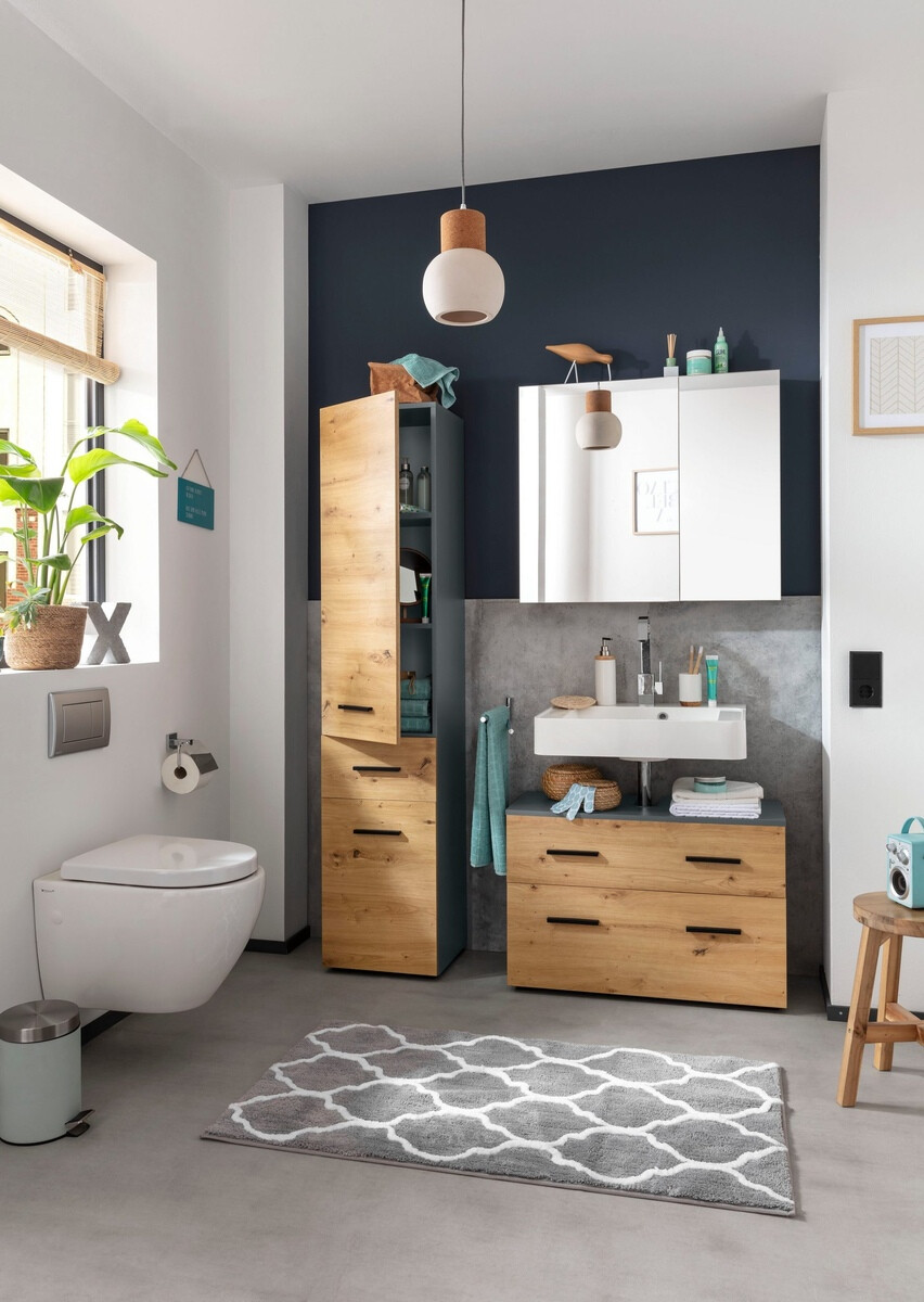 Prostostoječa Kopalniška omarica Larlori 103 (Antracit + Hrast)