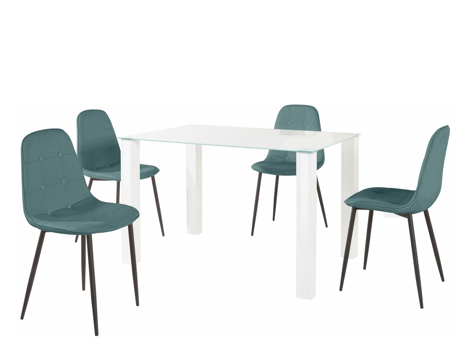 Jedilniški komplet Denton 267 (Bela + Turkizna + Črna)