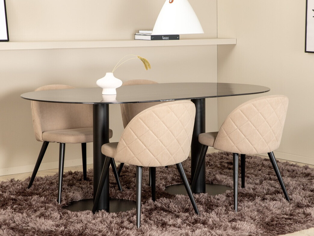 Jedilniški komplet Dallas 3068 (Beige + Črna)