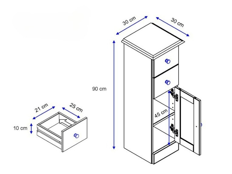 Prostostoječa Kopalniška omarica Deletri 110 (Bela + Havana Hrast)