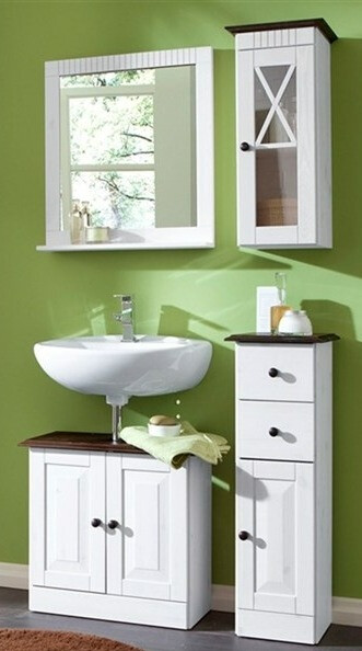 Prostostoječa Kopalniška omarica Deletri 110 (Bela + Havana Hrast)