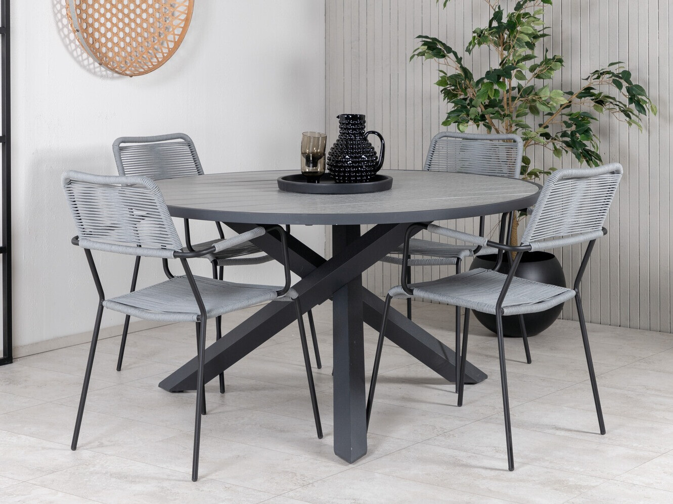 Komplet mize in stolov Dallas 2992 (Siva + Črna)