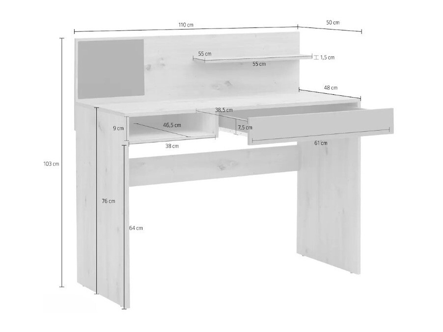 Pisalna miza Denton 301 (Antracit + Hrast)