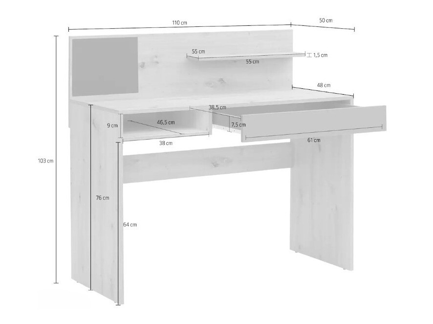 Pisalna miza Denton 301 (Bela + Črna)