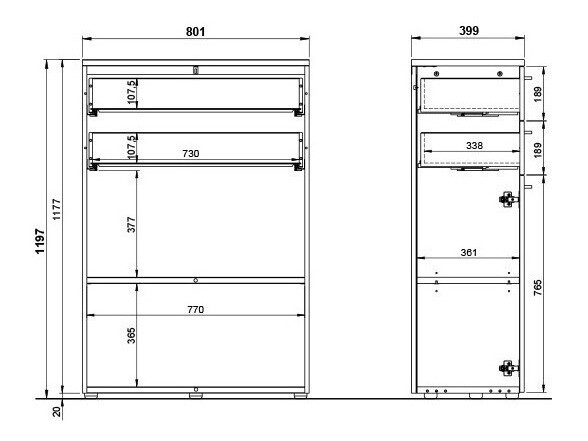 Komoda Eliromo 103 (Svetlo siva)