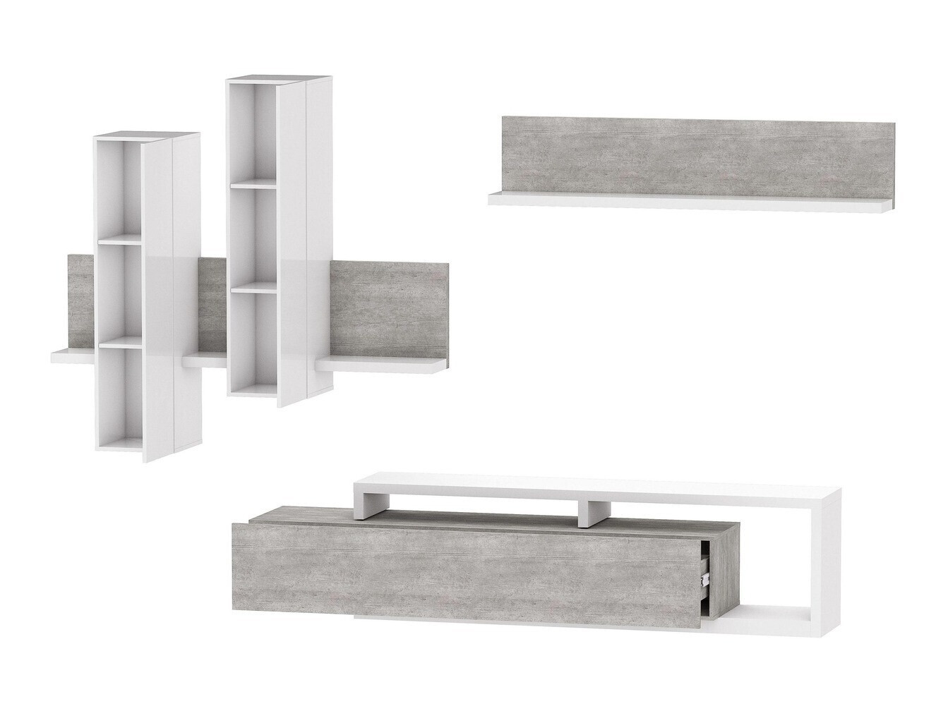 Dnevni prostor Lutiva 100 (Bela + Beton)