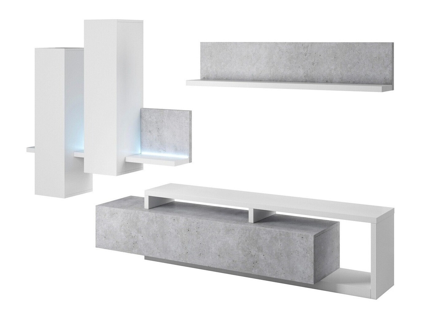 Dnevni prostor Lutiva 100 (Bela + Beton)