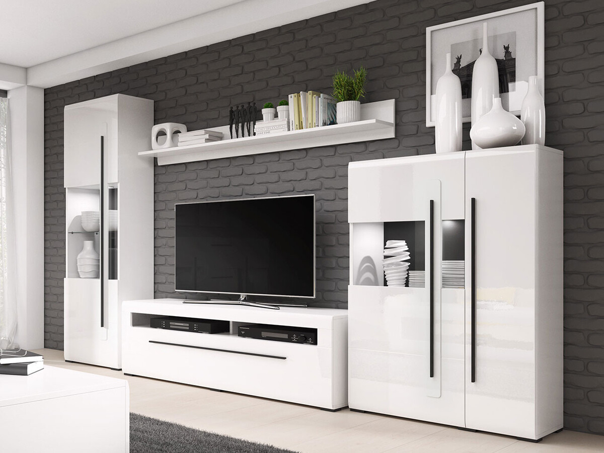 Komplet za dnevno sobo Ophsalu 111 (Bela + Sijaj bela)