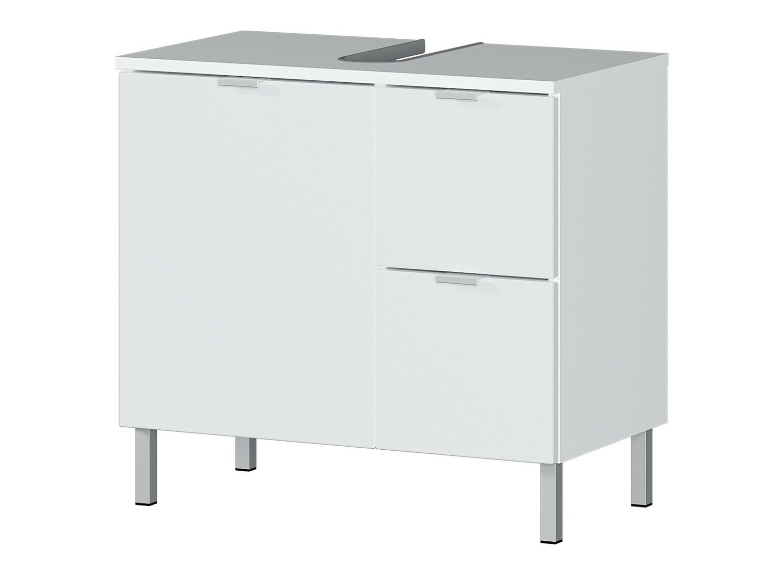 Prostostoječa kopalniška omarica za umivalnik Lomcamo 100 (Bela + Sijaj bela)