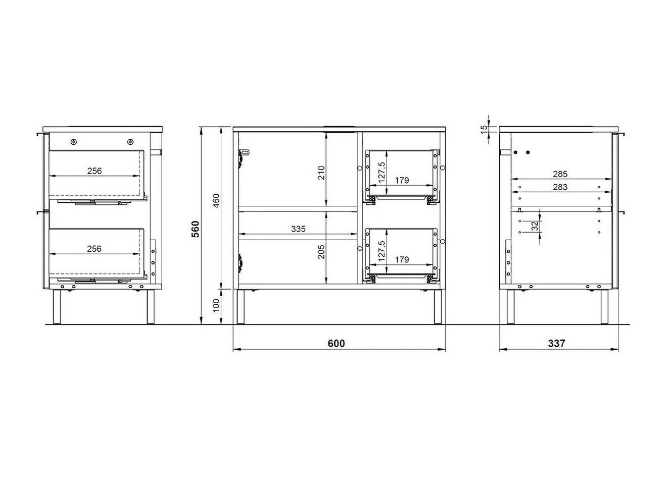 Prostostoječa kopalniška omarica za umivalnik Lomcamo 100 (Bela + Sijaj bela)