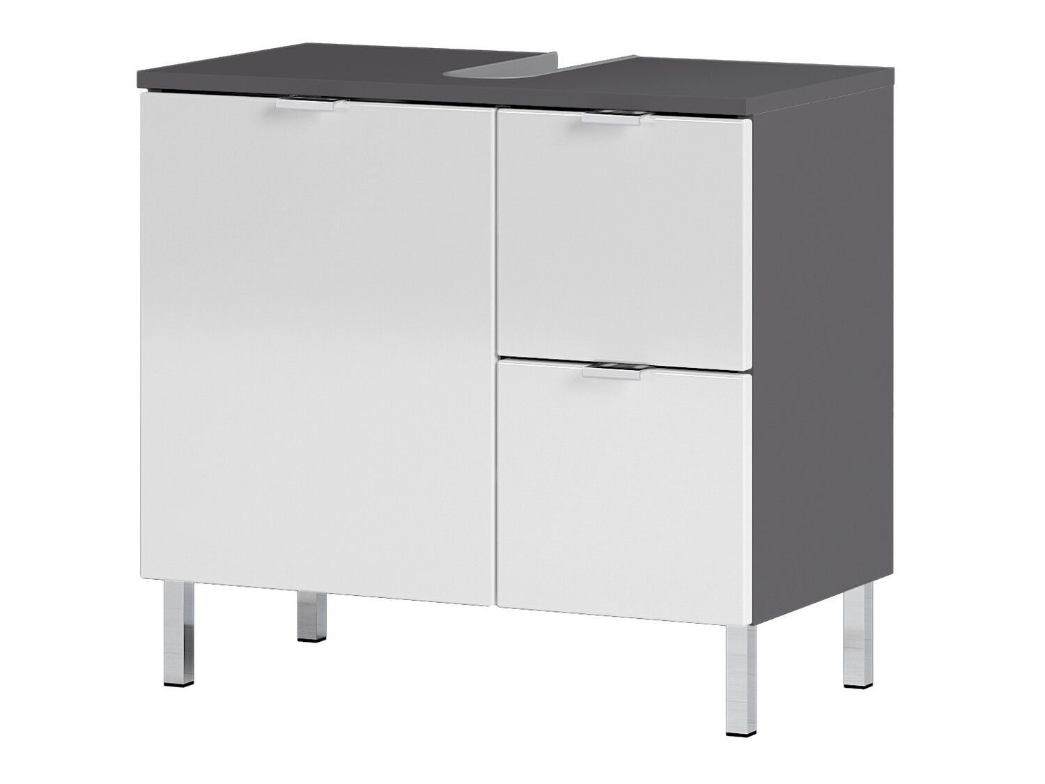 Prostostoječa kopalniška omarica za umivalnik Lomcamo 100 (Sijaj bela+ Grafit)