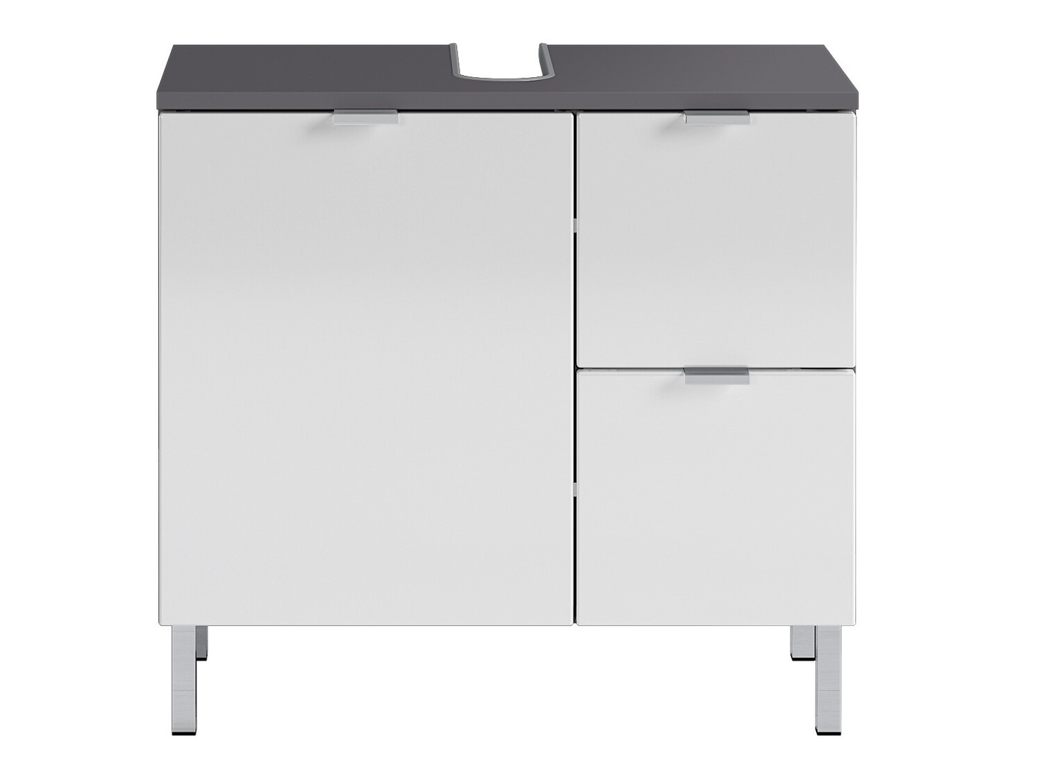 Prostostoječa kopalniška omarica za umivalnik Lomcamo 100 (Sijaj bela+ Grafit)
