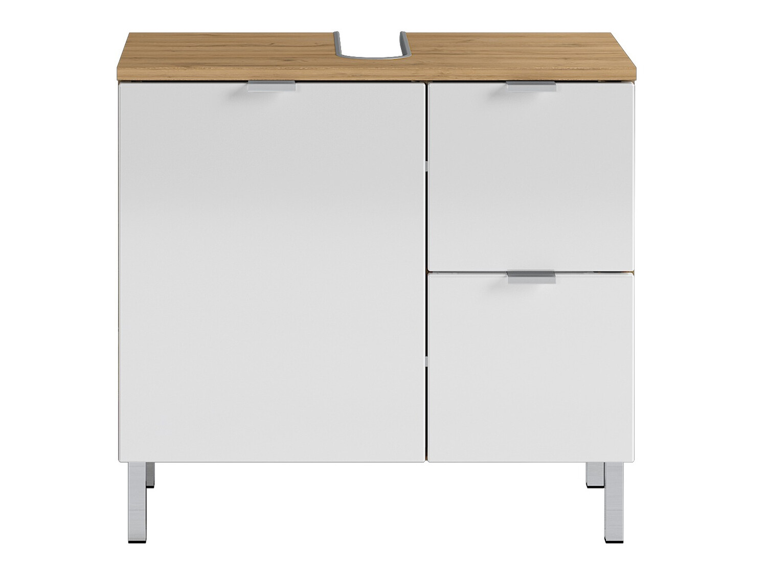 Prostostoječa kopalniška omarica za umivalnik Lomcamo 100 (Sijaj bela + Hrast Grandson)