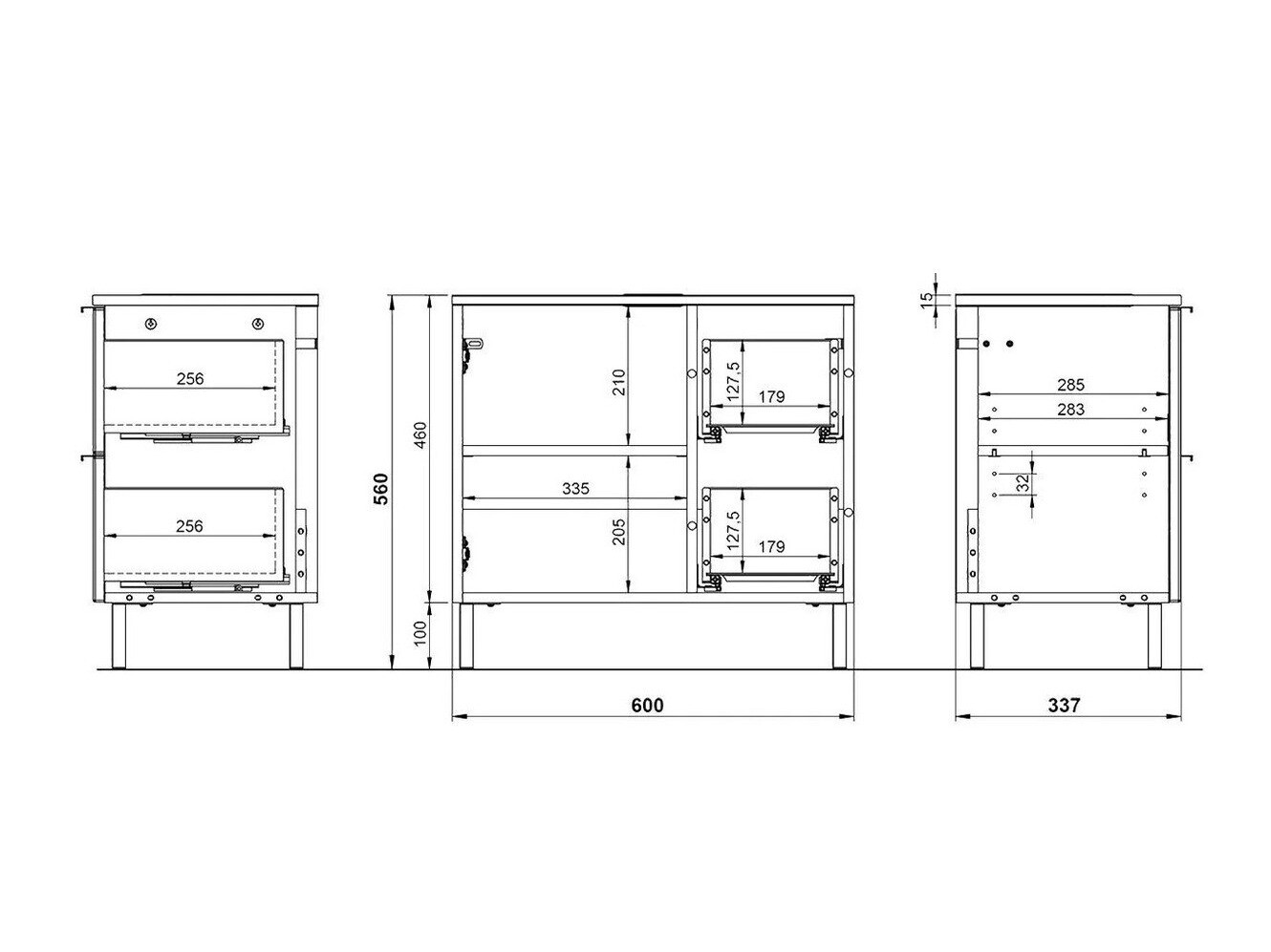 Prostostoječa kopalniška omarica za umivalnik Lomcamo 100 (Sijaj bela + Hrast Grandson)