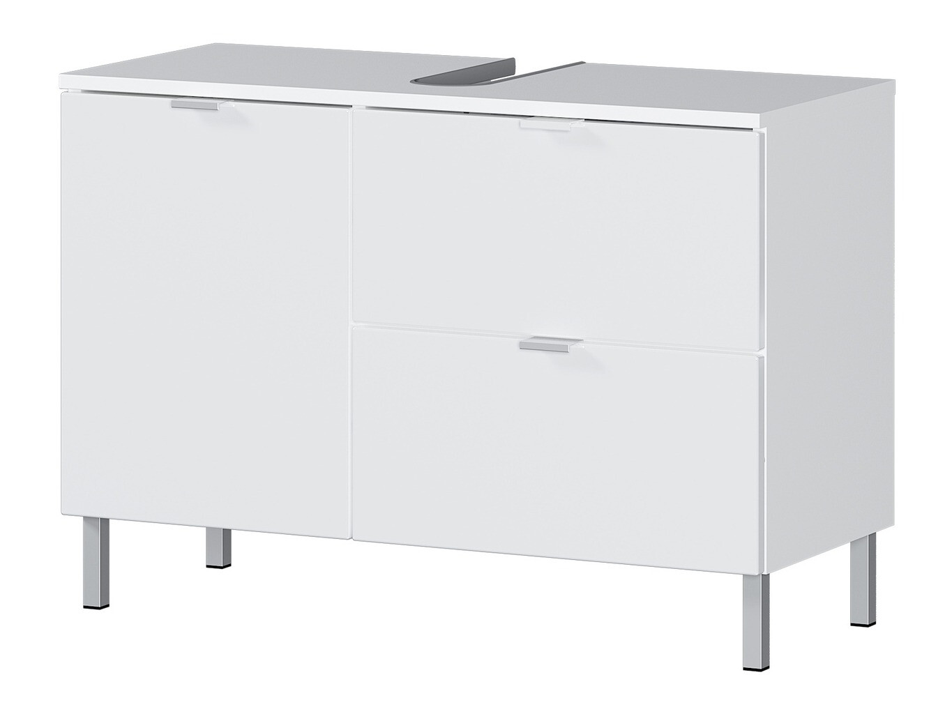 Prostostoječa kopalniška omarica za umivalnik Lomcamo 101 (Bela + Sijaj bela)