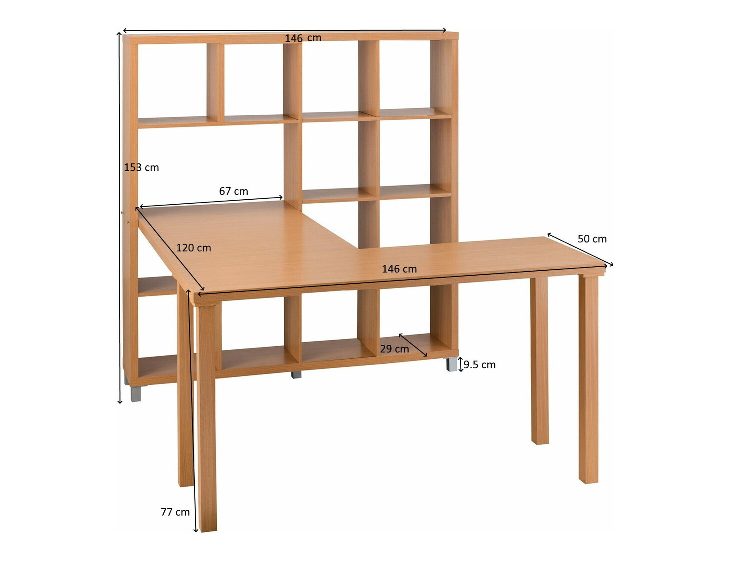 Kotna pisalna miza Denton 186 (Bukev)