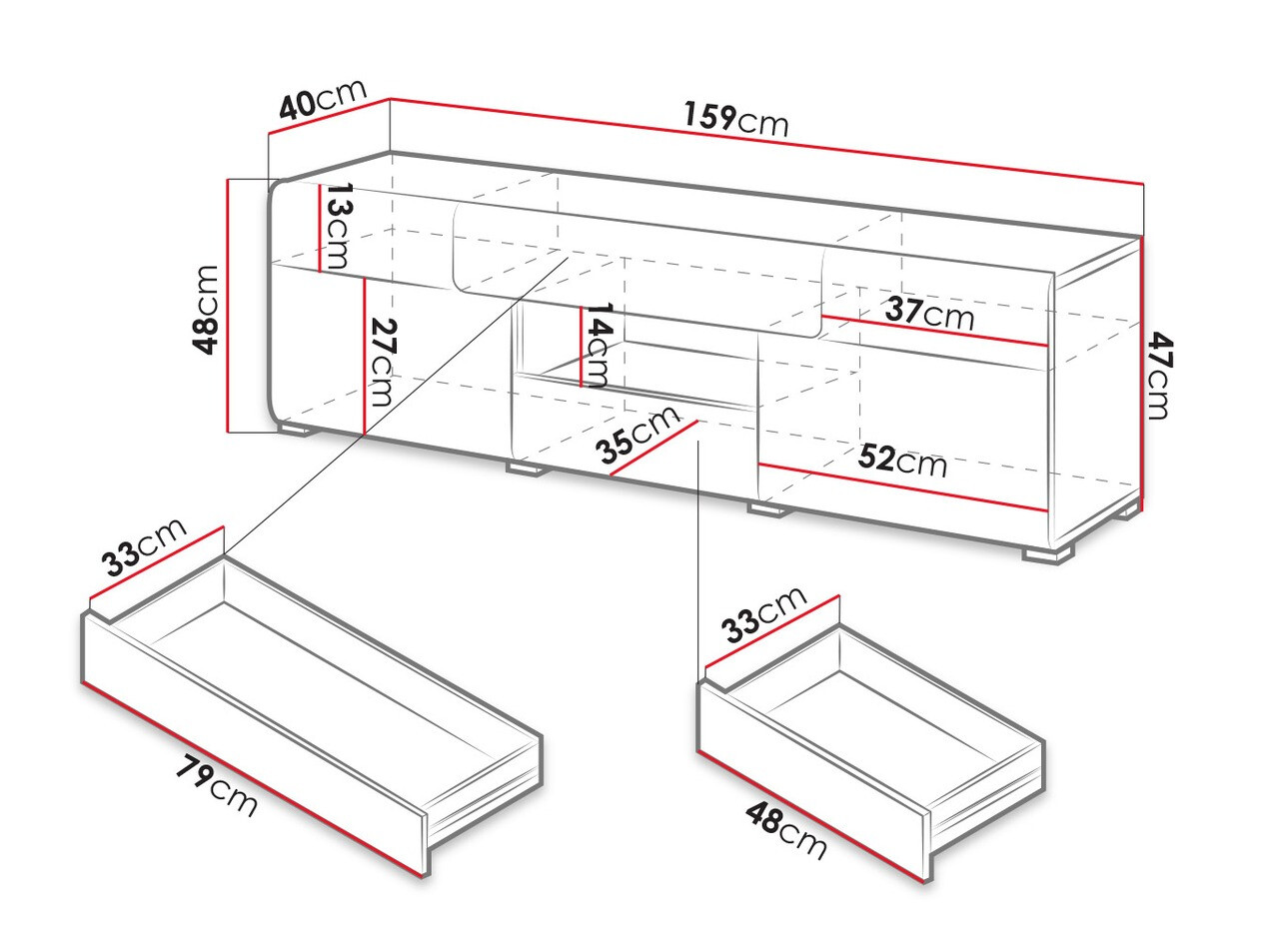 TV-omarica Torsone 101 (Antracit + Gloss antracit + Hrast Grandson)