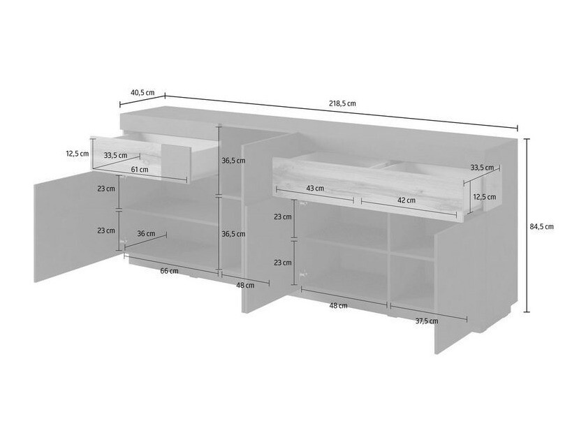 Dnevni prostor Livlore 108 (Matera siva + Wotan hrast)