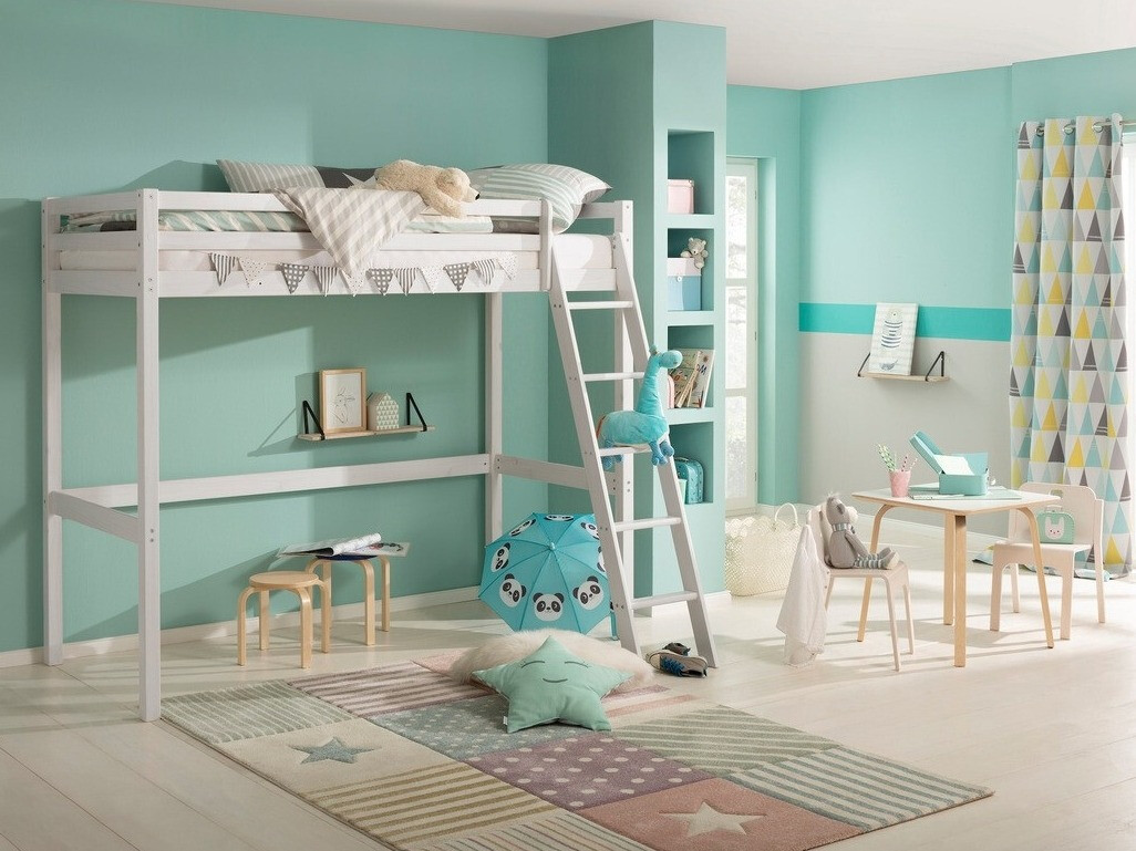 Visoka postelja Ruvfiva 105 (Bela)