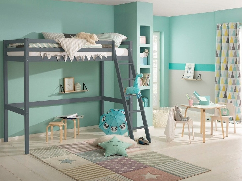 Visoka postelja Ruvfiva 105 (Siva)