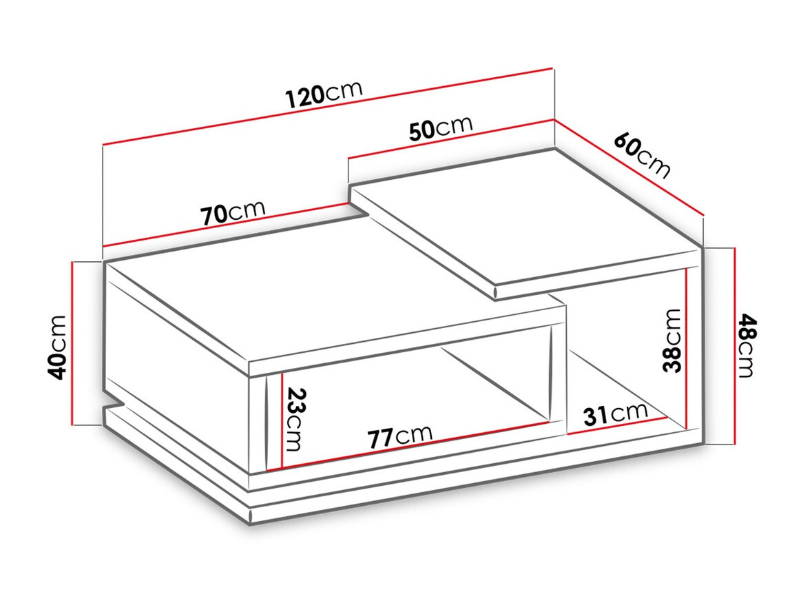 Klubska mizica Lutiva 104 (Matera siva + Temna smreka)