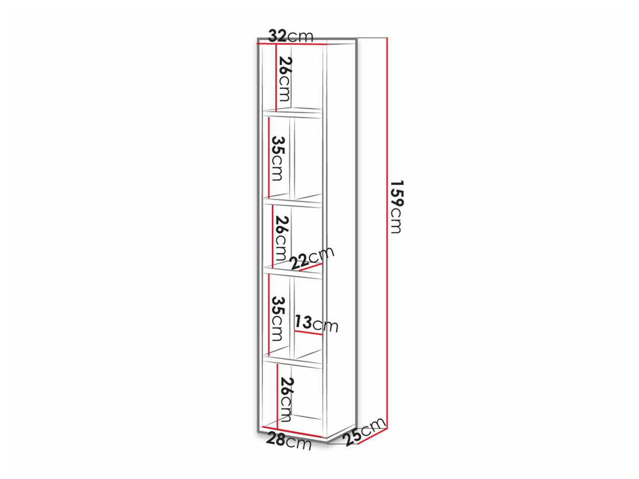 Stenska polica Torsone 106 (Bela + Sijaj bela + Hrast San Remo)
