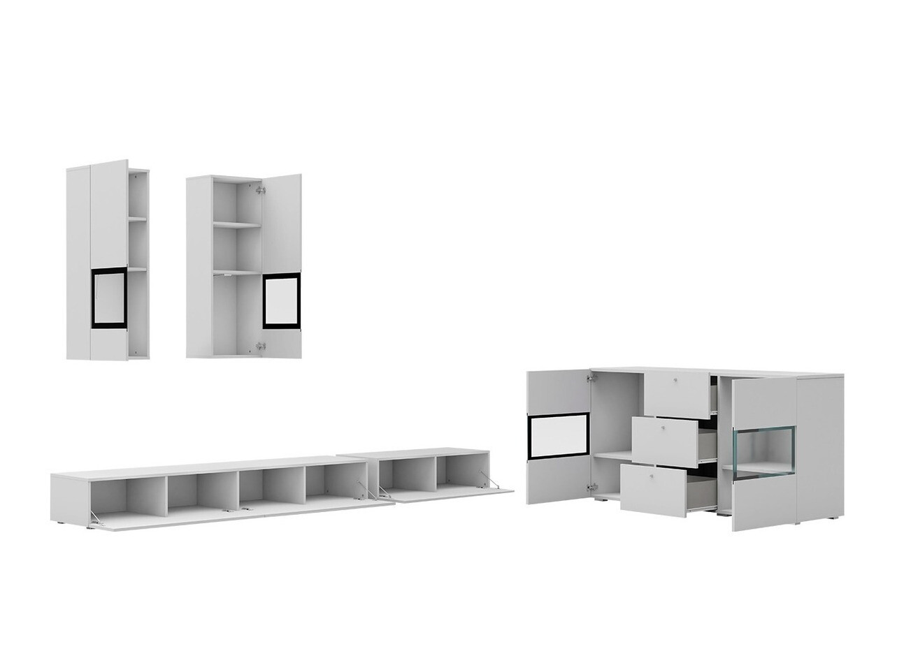 Komplet za dnevno sobo Serodeu 104 (Bela + Sijaj bela)