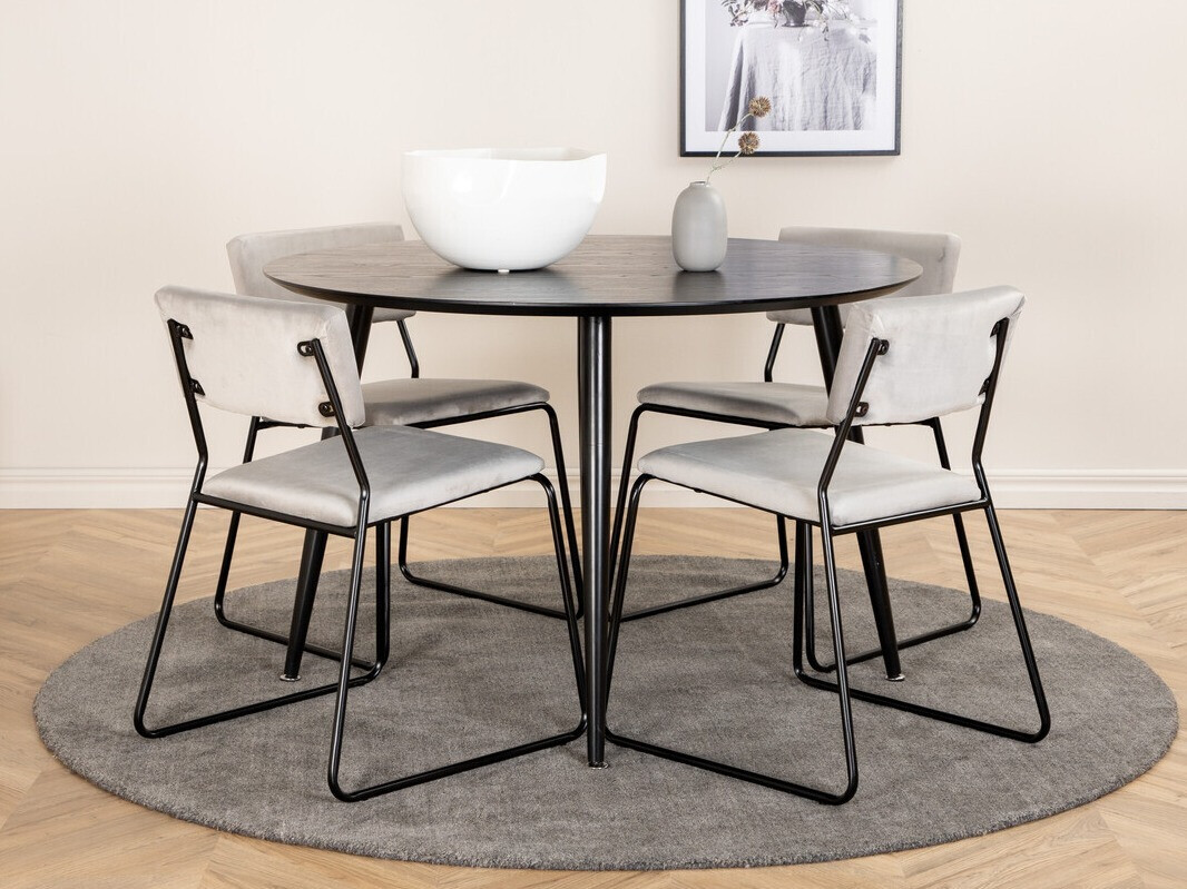 Jedilniški komplet Dallas 2543 (Svetlo siva + Črna)